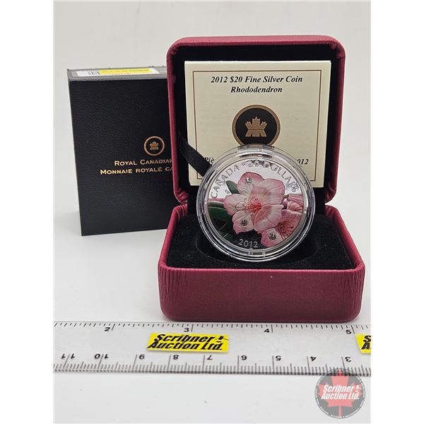 RCM Canada 2012 : $20 Fine Silver Coin : Rhododendron (COA #07307) (Swarovski Elements) (99.99%) (SE