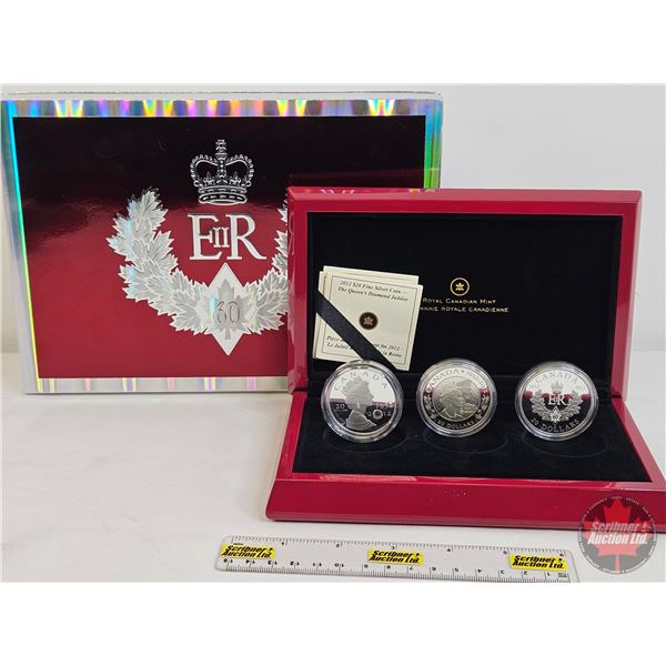 RCM Canada 2012 : $20 Fine Silver Three-Coin Set : The Queen's Diamond Jubilee (COA's) - Celebrating