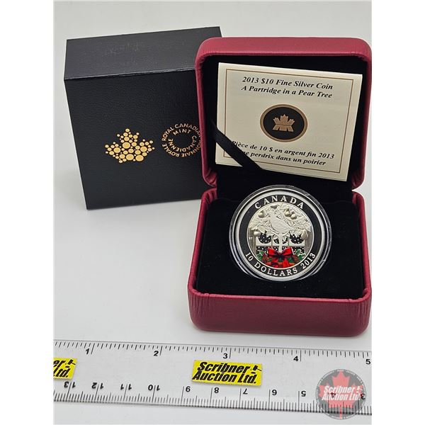 RCM Canada 2013 : $10 Fine Silver Coin : A Partridge in a Pear Tree (COA #02132) (99.99%) (SEE PICTU