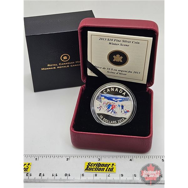 RCM Canada 2013 : $10 Fine Silver Coin : Winter Scene : Glide Across the Winter Pond (COA #5266) (99
