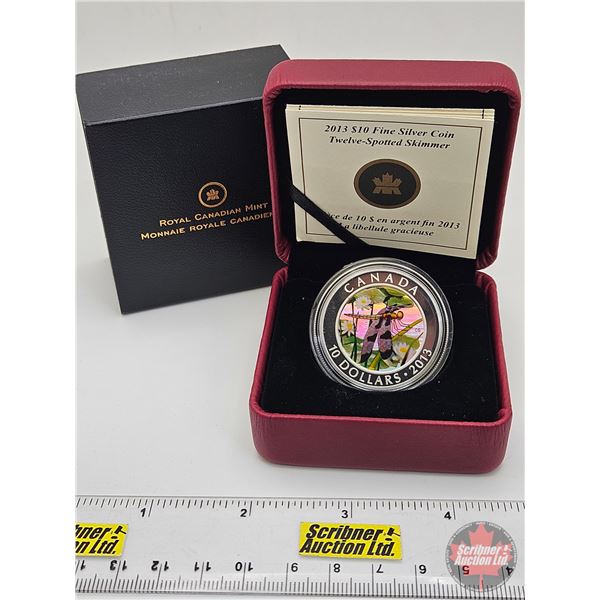 RCM Canada 2013 : $10 Fine Silver Coin : Twelve-Spotted Skimmer (COA #00174) (99.99%) (SEE PICTURES!