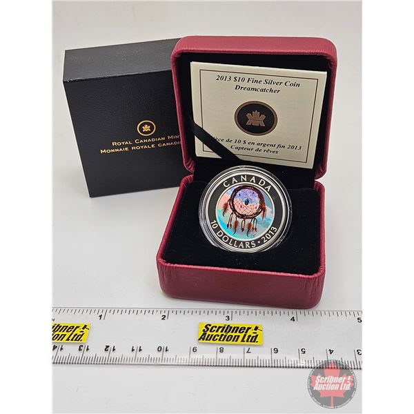 RCM Canada 2013 : $10 Fine Silver Coin : Dreamcatcher (COA #08672) (99.99%) (SEE PICTURES!) (GST Exe