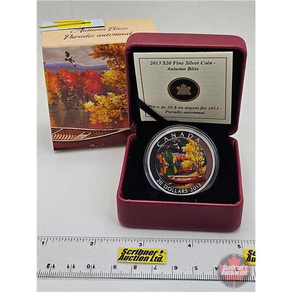 RCM Canada 2013 : $20 Fine Silver Coin : Autumn Bliss (COA #6841) (99.99%) (SEE PICTURES!) (GST Exem