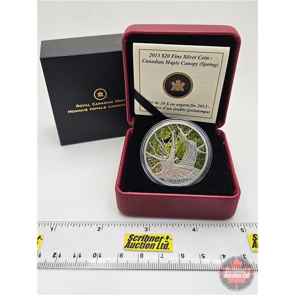 RCM Canada 2013 : $20 Fine Silver Coin : Canadian Maple Canopy (Spring) (COA #3585) (99.99%) (SEE PI
