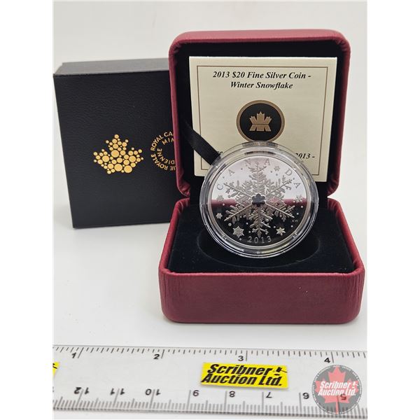 RCM Canada 2013 : $20 Fine Silver Coin : Winter Snowflake (COA #03114) (Swarovski Elements) (99.99%)