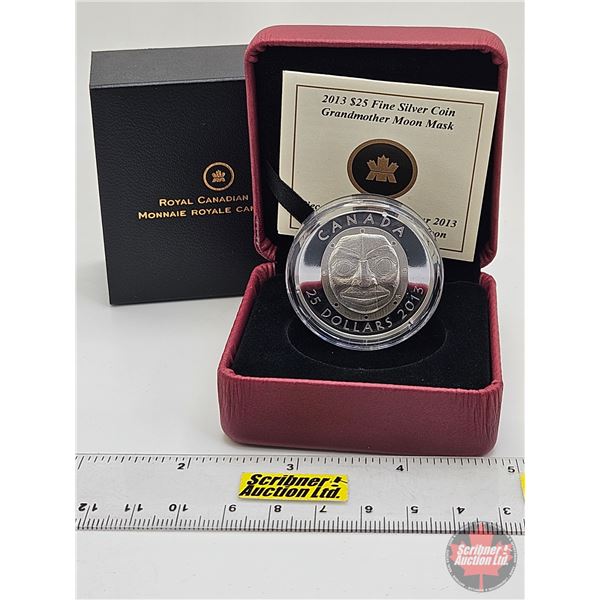 RCM Canada 2013 : $25 Fine Silver Coin : Grandmother Moon Mask : Comforting Glow of the Moon (COA #1