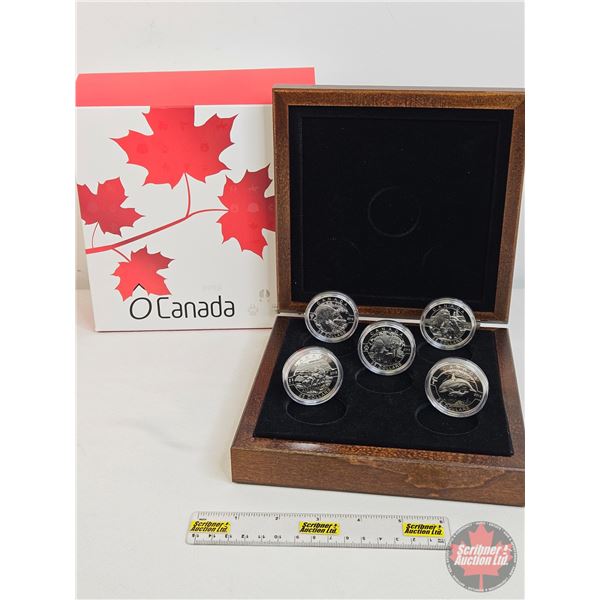 RCM Canada 2013 : $25 O Canada Series : 1 oz Fine Silver 5-Coin Set (COA's) (99.99%) ~ The Wolf (COA