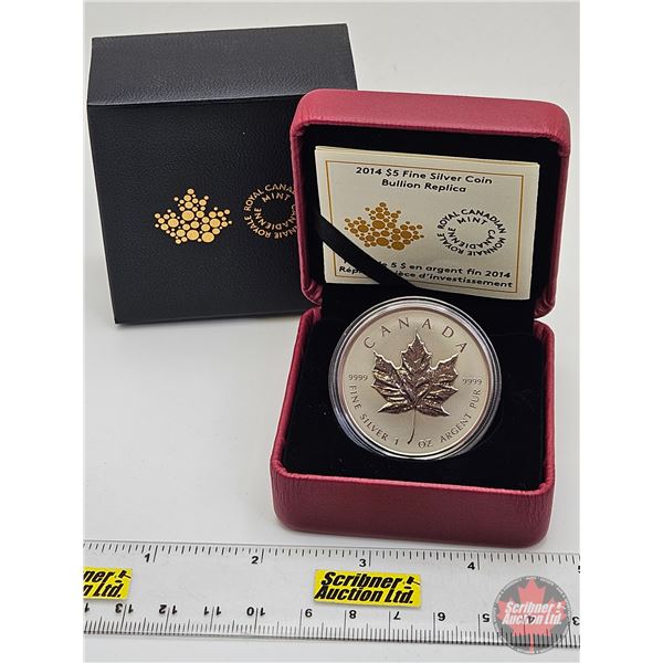 RCM Canada 2014 : $5 Fine Silver Coin : Bullion Replica (COA #09426) (99.99%) (SEE PICTURES!) (GST E