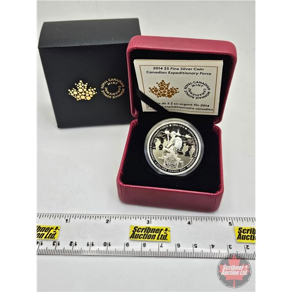 RCM Canada 2014 : $5 Fine Silver Coin : Canadian Expeditionary Force (COA #02405) (99.99%) (SEE PICT