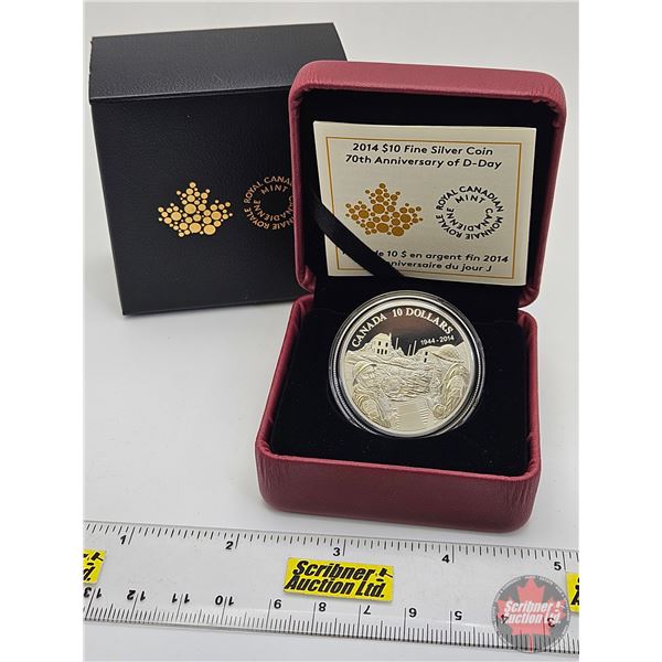 RCM Canada 2014 : $10 Fine Silver Coin : 70th Anniversary of D-Day (COA #7991) (99.99%) (SEE PICTURE
