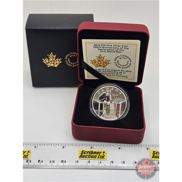 RCM Canada 2014 : $10 Fine Silver Coin : 100th Anniversary of the Declaration of the First World War