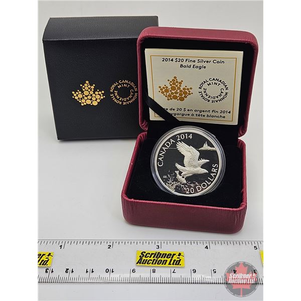 RCM Canada 2014 : $20 Fine Silver Coin : Bald Eagle (COA #4103) (99.99%) (SEE PICTURES!) (GST Exempt