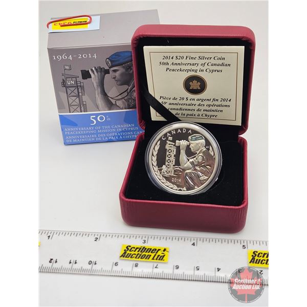 RCM Canada 2014 : $20 Fine Silver Coin : 50th Anniversary of Canadian Peacekeeping in Cyprus (COA #3
