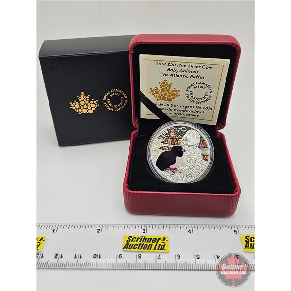 RCM Canada 2014 : $20 Fine Silver Coin : Baby Animals : Atlantic Puffin (COA #4549) (99.99%) (SEE PI