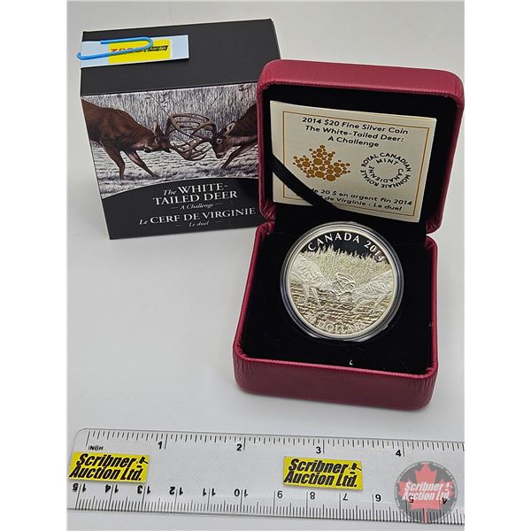 RCM Canada 2014 : $20 Fine Silver Coin : The White-Tailed Deer : A Challenge (COA #1871) (99.99%) (S