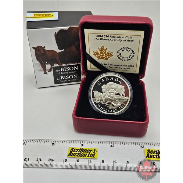 RCM Canada 2014 : $20 Fine Silver Coin : The Bison : A Family at Rest (COA #4848) (99.99%) (SEE PICT