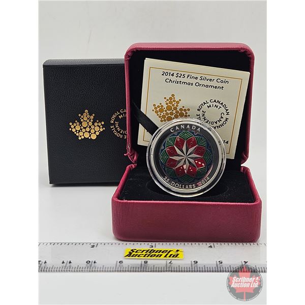RCM Canada 2014 : $25 Fine Silver Coin : Christmas Ornament (COA #4314) (99.99%) (SEE PICTURES!) (GS