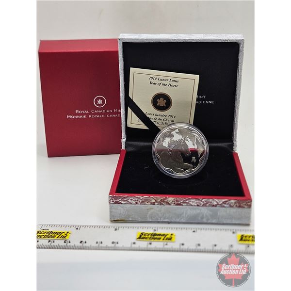 RCM Canada 2014 : $15 Lunar Lotus Year of the Horse (COA #20748) (99.99%) (SEE PICTURES!) (GST Exemp