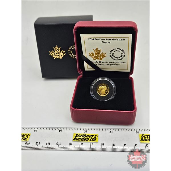 RCM Canada 2014 : 50-Cent Pure Gold Coin : Osprey (COA #3373) (1.27 grams) (99.99%) (SEE PICTURES!) 
