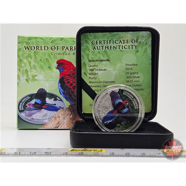 Cook Islands 2015 : $5 Prooflike Silver Dollar (COA #2276) (.925) (SEE PICTURES!)   (Listing & Descr