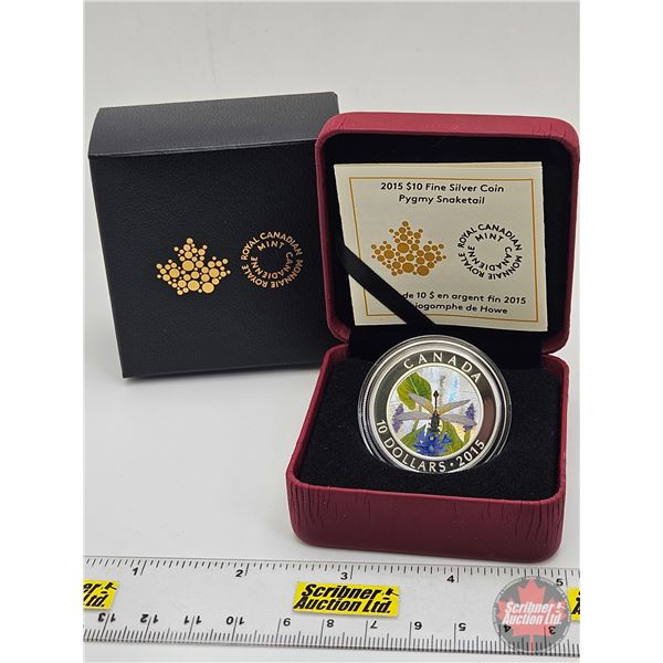RCM Canada 2015 : $10 Fine Silver Coin : Pygmy Snaketail (COA #06756) (99.99%) (SEE PICTURES!) (GST 
