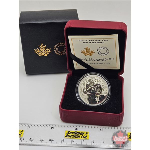 RCM Canada 2015 : $10 Fine Silver Coin : Year of the Sheep (COA #02453) (99.99%) (SEE PICTURES!) (GS