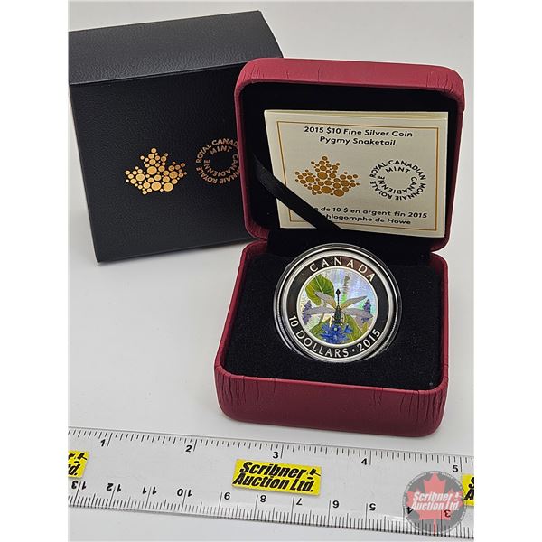 RCM Canada 2015 : $10 Fine Silver Coin : Pygmy Snaketail (COA #06780) (99.99%) (SEE PICTURES!) (GST 