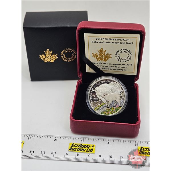 RCM Canada 2015 : $20 Fine Silver Coin : Baby Animals : Mountain Goat (COA #7094) (99.99%) (SEE PICT