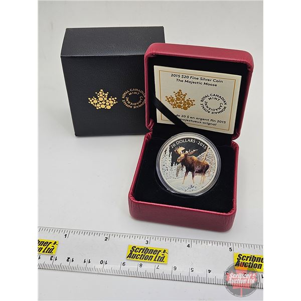 RCM Canada 2015 : $20 Fine Silver Coin : The Majestic Moose (COA #6627) (99.99%) (SEE PICTURES!) (GS