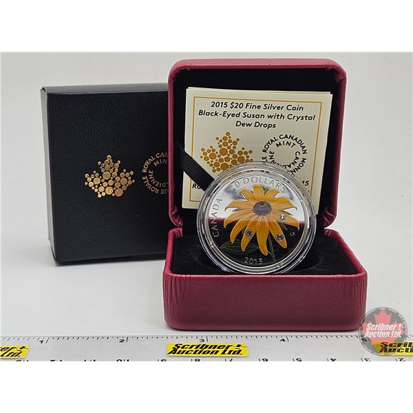 RCM Canada 2015 : $20 Fine Silver Coin : Black-Eyed Susan with Crystal Dew Drops (COA #03794) (Swaro