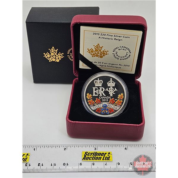 RCM Canada 2015 : $20 Fine Silver Coin : A Historic Reign (COA #03862) (99.99%) (SEE PICTURES!) (GST