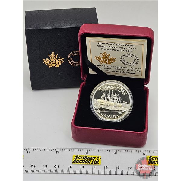 RCM Canada 2016 : Proof Silver Dollar : 150th Anniversary of the Transatlantic Cable (COA #02664) (9