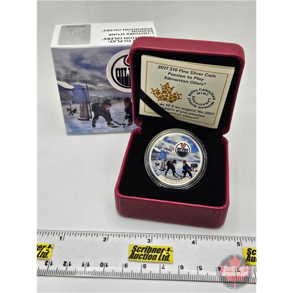 RCM Canada 2017 : $10 Fine Silver Coin : Passion to Play : Edmonton Oilers (COA #01961) (99.99%) (SE