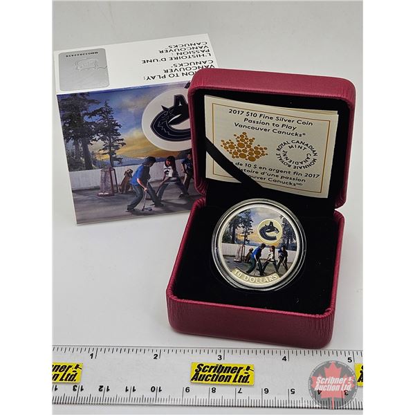 RCM Canada 2017 : $10 Fine Silver Coin : Passion to Play : Vancouver Canucks (COA #05729) (99.99%) (