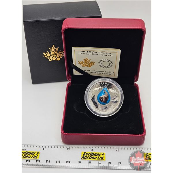 RCM Canada 2017 : $20 Fine Silver Coin : Canadian Underwater Life (COA #6838) (99.99%) (SEE PICTURES