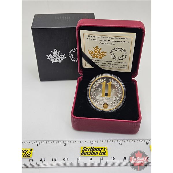 RCM Canada 2018 : Special Edition Proof Silver Dollar : 100th Anniversary of the Armistice of the Fi