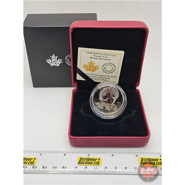 RCM Canada 2018 : $20 Fine Silver Coin : Frozen in Ice : Woolly Mammoth (COA #0678) (99.99%) (SEE PI