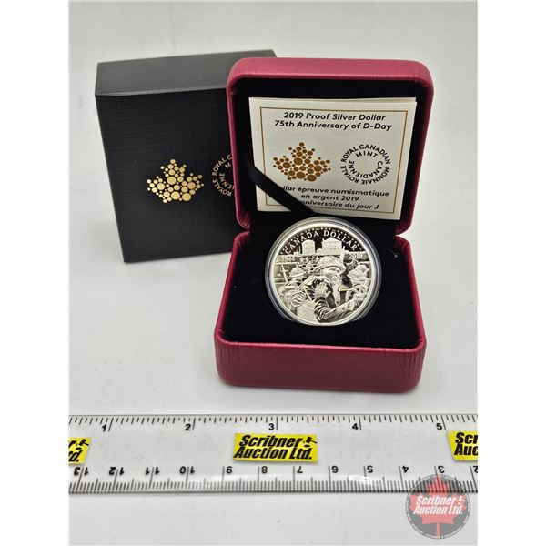 RCM Canada 2019 : Proof Silver Dollar : 75th Anniversary of D-Day (COA #03471) (99.99%) (SEE PICTURE