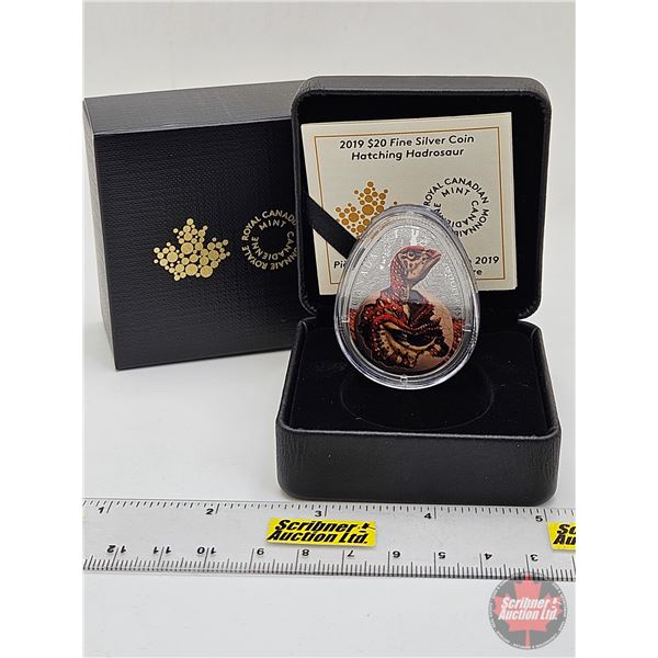 RCM Canada 2019 : $20 Fine Silver Coin : Hatching Hadrosaur (COA #1683) (99.99%) (SEE PICTURES!) (GS
