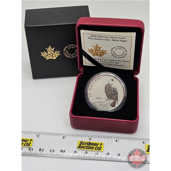 RCM Canada 2019 : $20 Fine Silver Coin : The Valiant One : Bald Eagle (COA #0620) (99.99%) (SEE PICT