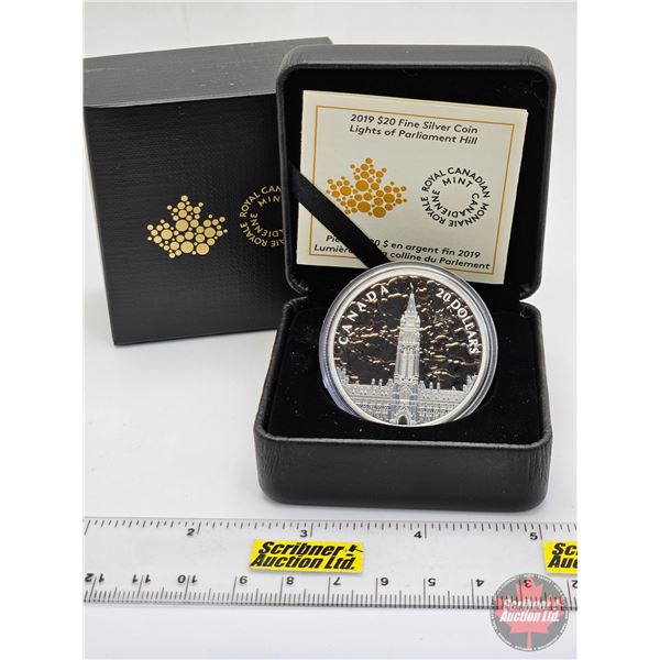 RCM Canada 2019 : $20 Fine Silver Coin : Lights of Parliament Hill (COA #0808) (99.99%) (SEE PICTURE