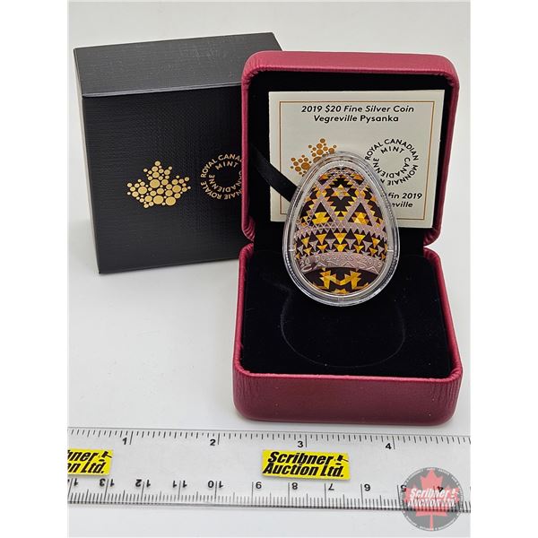 RCM Canada 2019 : $20 Fine Silver Coin : Vegreville Pysanka (COA #0362) (99.99%) (SEE PICTURES!) (GS