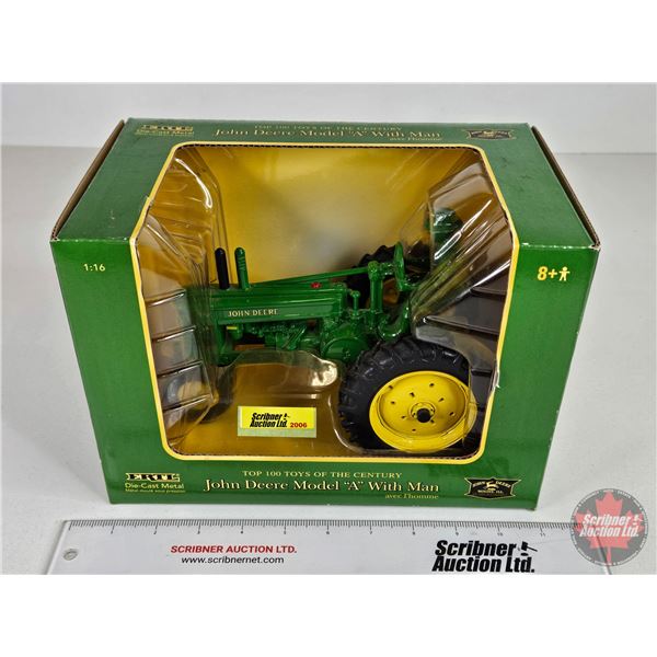 John Deere Model "A" With Man Tractor : Top 100 Toys of the Century (ERTL) (Scale 1:16) (Box Measure