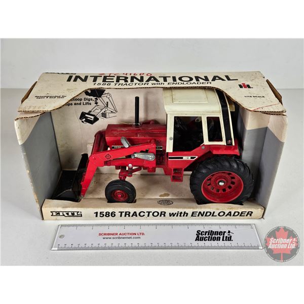 International 1586 Tractor w/ Endloader (ERTL) (Scale 1:16) (Box Measures : 7-3/4"H x 14-1/2"W x 6"D