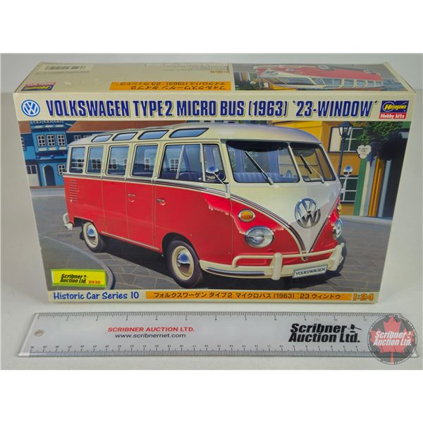 Volkswagen Type 2 Micro Bus 1963 : '23-Window Historic Car Series 10 (Hasegawa) (Scale 1:24) (Box Me