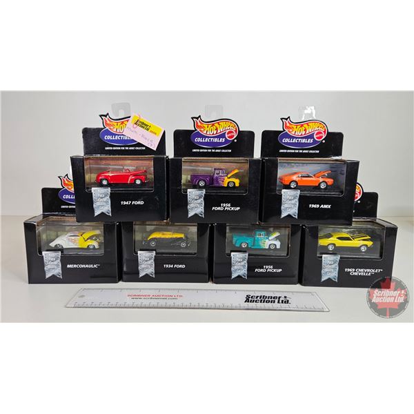 Hot Wheels ~ Collectibles (7) : - Mercohaulic  - 1934 Ford - 1956 Ford Pickup - 1969 Chevrolet Cheve