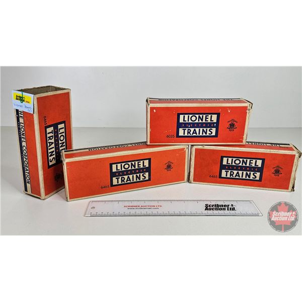 Lionel Train Boxes (4) : Empty (Largest Measures : 3-1/2"H x 10"W x 2"D)