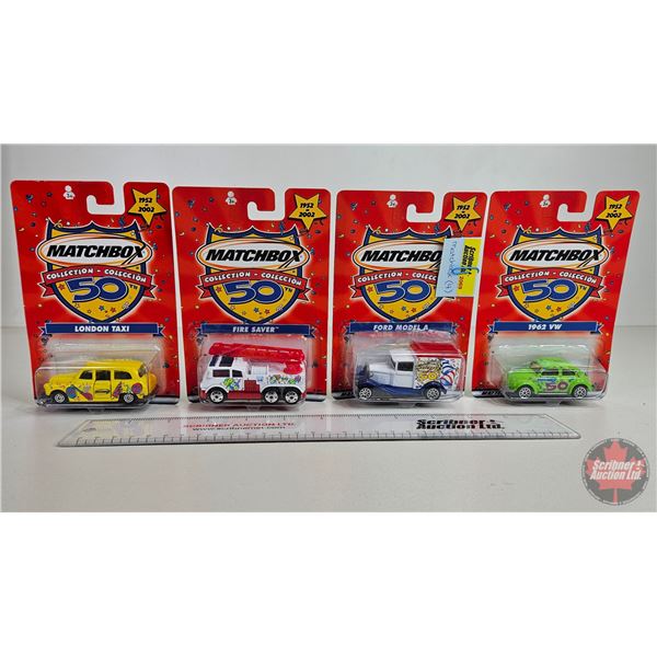 Matchbox (4) : 50th Anniversary Collection - 1962 VW - Ford Model A - Fire Saver - London Taxi (Scal