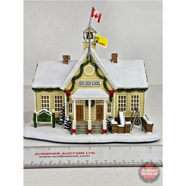 John Deere Creek Village "Deer Creek School" (COA #A2188) Hawthorne Village : Thomas Kinkade (Measur