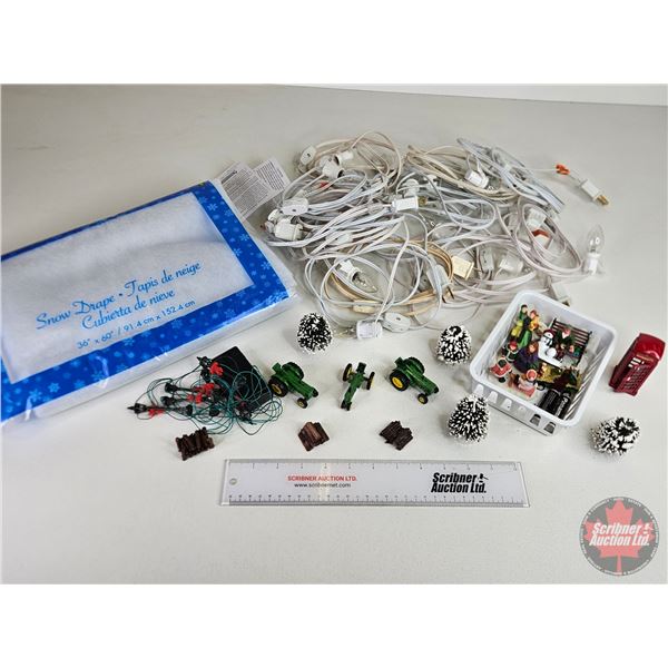 Christmas Village Lights & Accessories : Incl. - Snow Drape - Tractors - Trees - People - Etc!